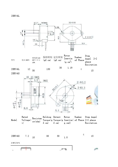 部分步进电机规格型号参数