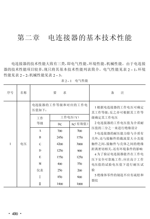 电连接器的基本技术性能