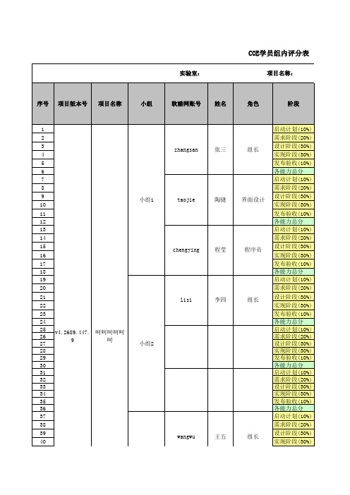 COE学员评分表(标准实训)