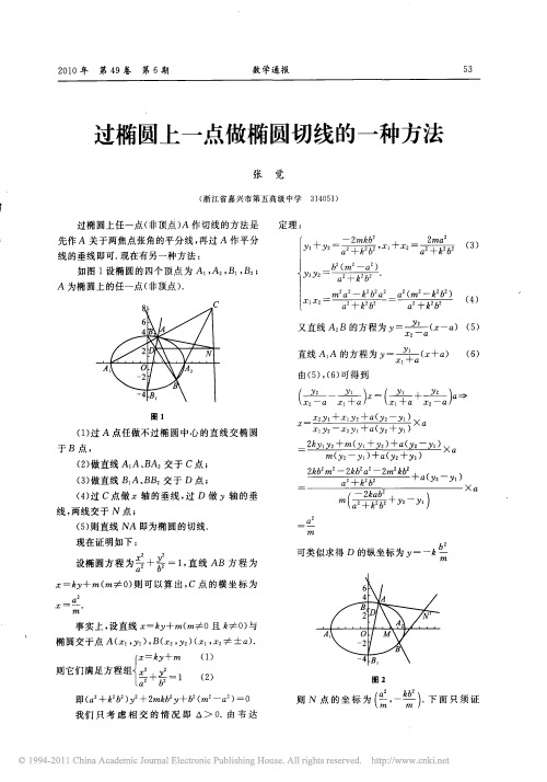 过椭圆上一点做椭圆切线的一种方法