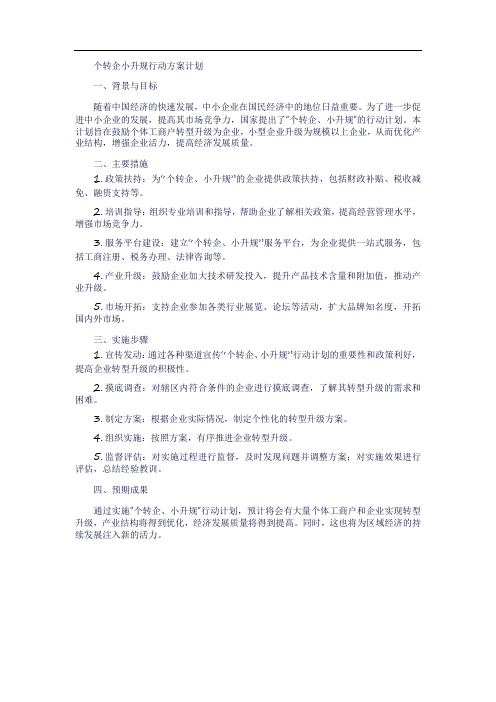 个转企小升规行动方案计划