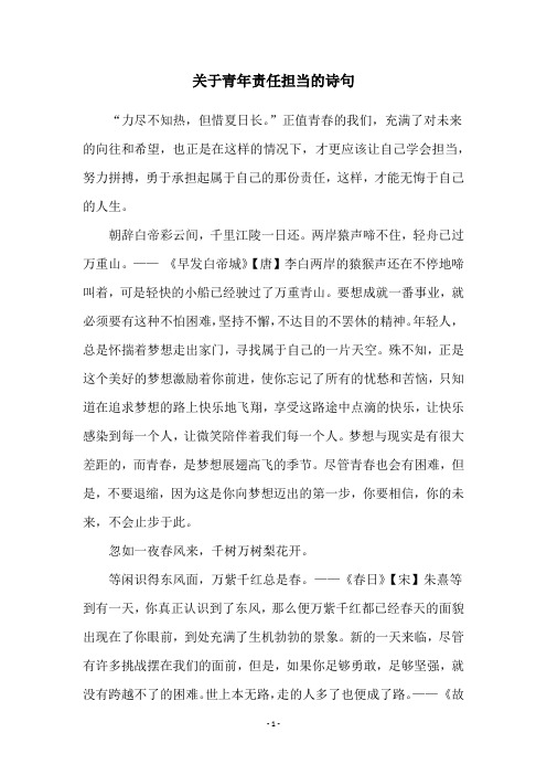 关于青年责任担当的诗句