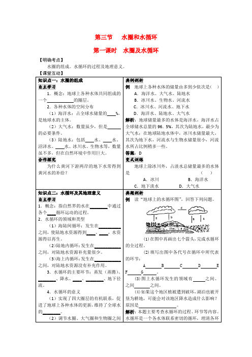 高三地理复习学案——水圈及水循环 鲁教版必修1