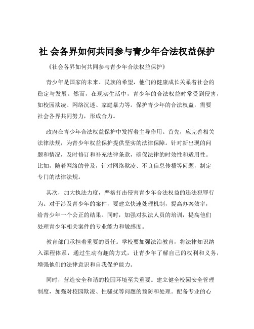 社 会各界如何共同参与青少年合法权益保护