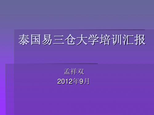 泰国易三仓大学培训汇报