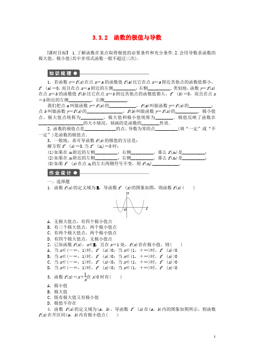 高中数学第三章3.3.2函数的极值与导数课时作业新人教A版选修1_1