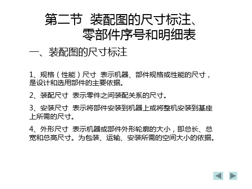 9.2装配图的尺寸标注、零部件序号和明细表