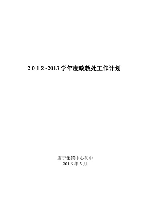 2013年上政教处工作计划20130306