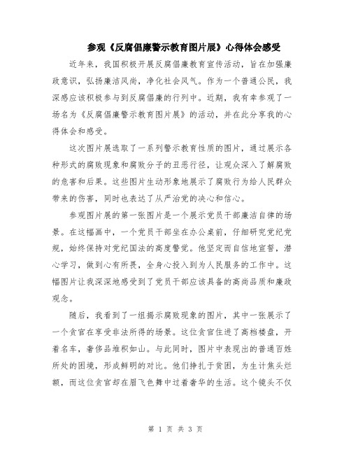 参观《反腐倡廉警示教育图片展》心得体会感受