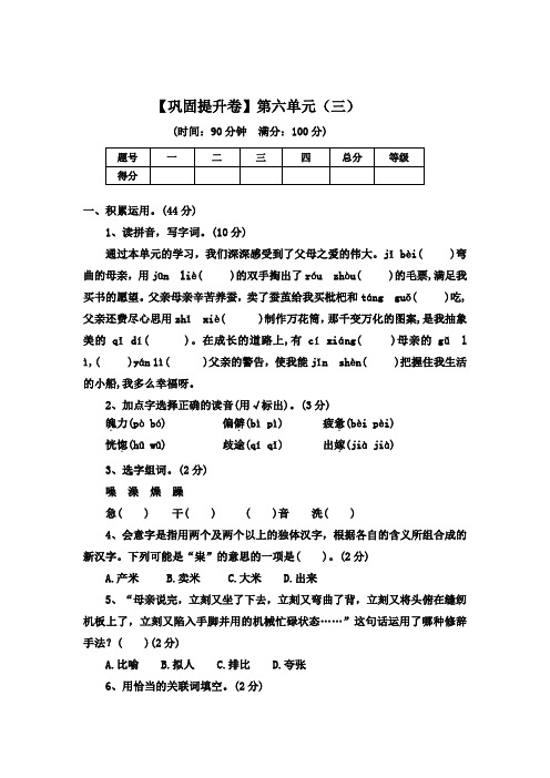 【巩固提升卷】第六单元(三)(单元测试)部编版语文五年级上册