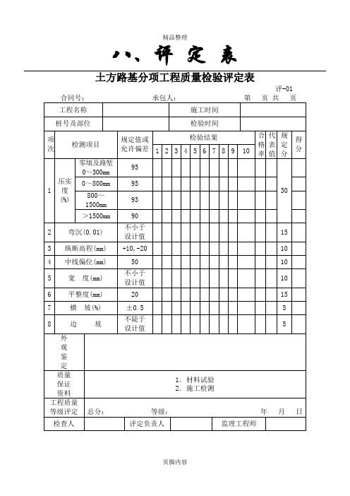 公路工程质量评定表