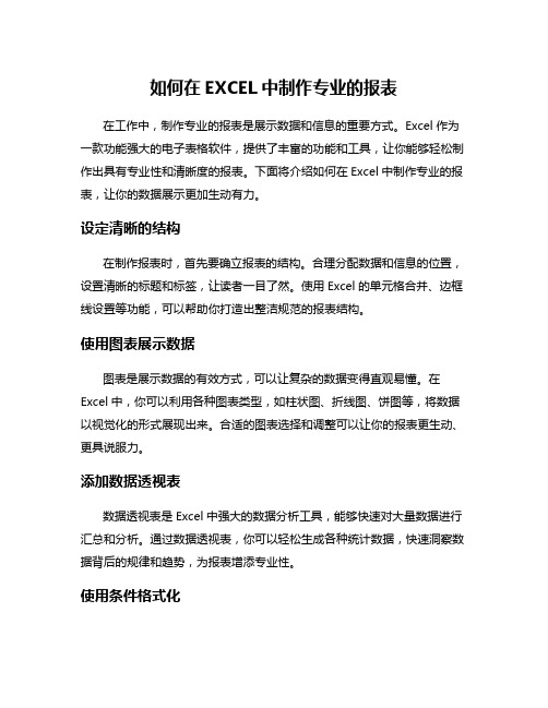 如何在EXCEL中制作专业的报表