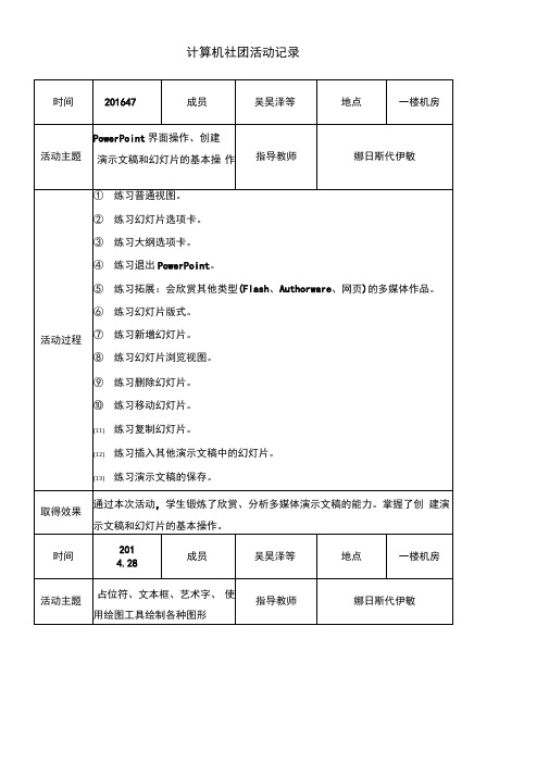 计算机社团活动记录