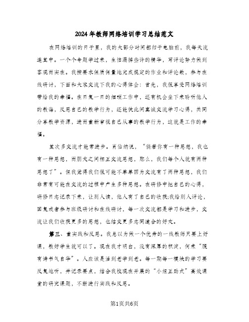 2024年教师网络培训学习总结范文（3篇）