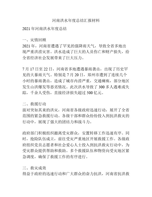 河南洪水年度总结汇报材料