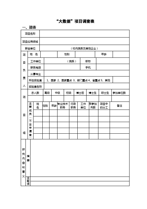 大数据项目调查表