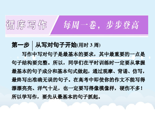 高考英语大一轮复习 循序写作 每周一卷,步步登高 第一步 从写对句子开始(用时3周)课件 外研版