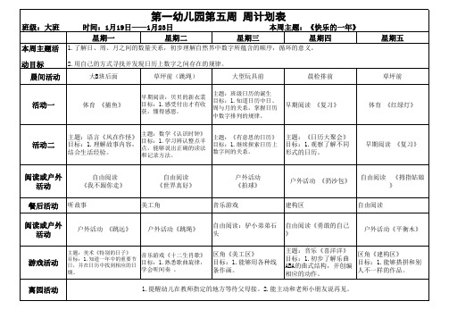 大班第五周计划表