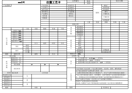 注塑工艺卡片