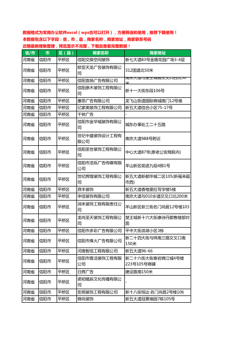 2020新版河南省信阳市平桥区广告有限公司工商企业公司商家名录名单黄页联系电话号码地址大全110家