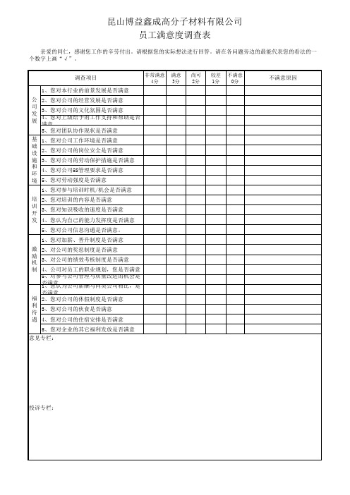 员工满意度调查表