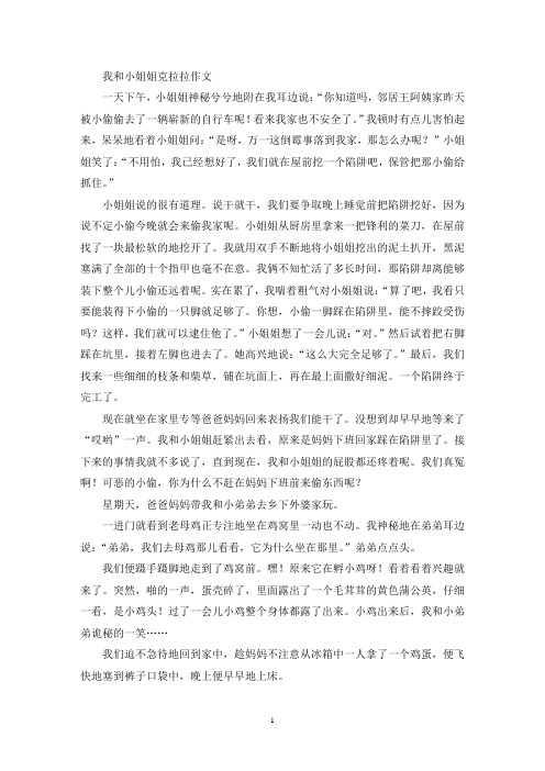 精选我和小姐姐克拉拉作文