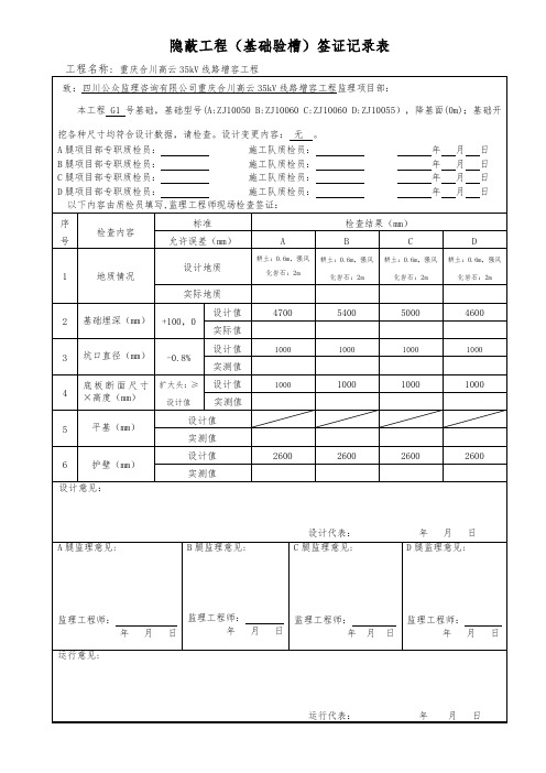 1.隐蔽工程(基础验槽)签证记录表