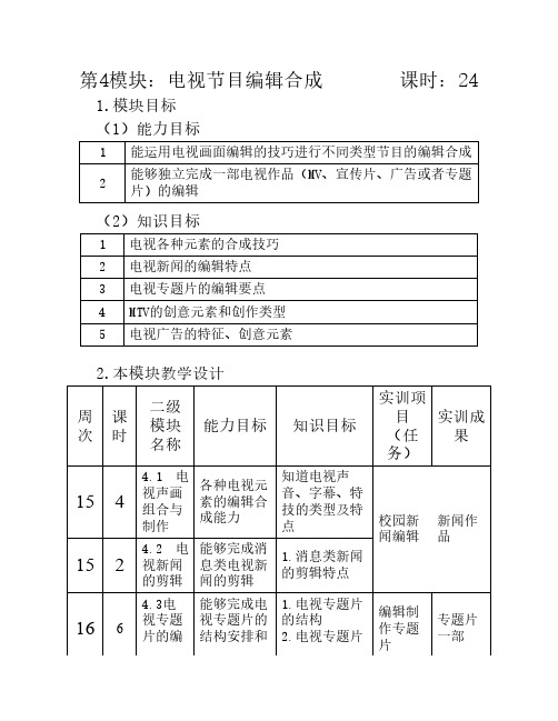 《  电视画面编辑   》课程课时教案