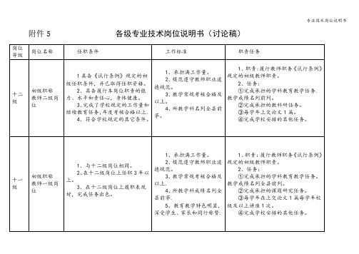 专业技术岗位说明书