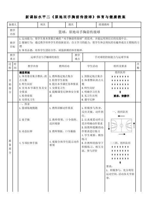 28水平二 篮球《胸前双手传接球》 教案