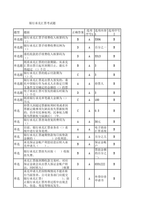 银行承兑汇票题库