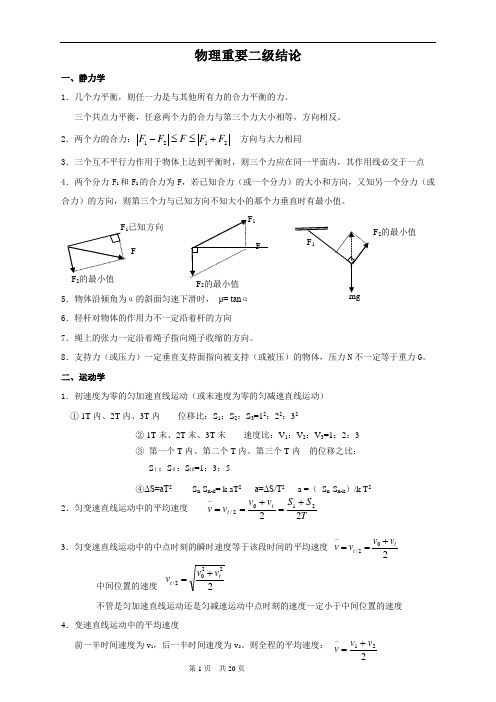 高中物理重要二级结论(全) (1)