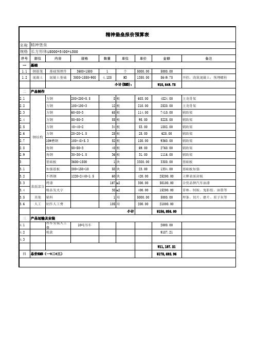 精神堡垒报价