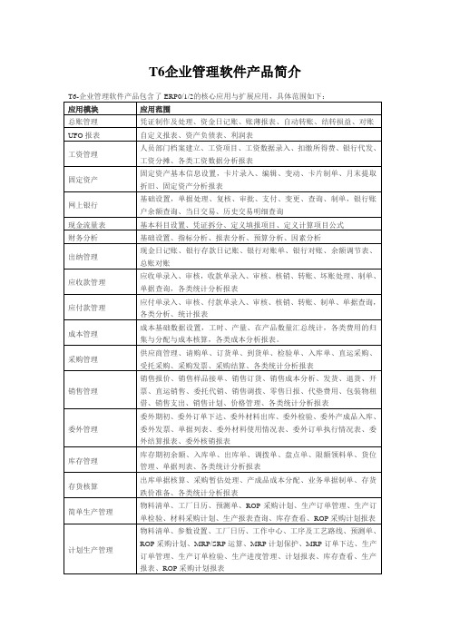 T6企业管理软件产品简介