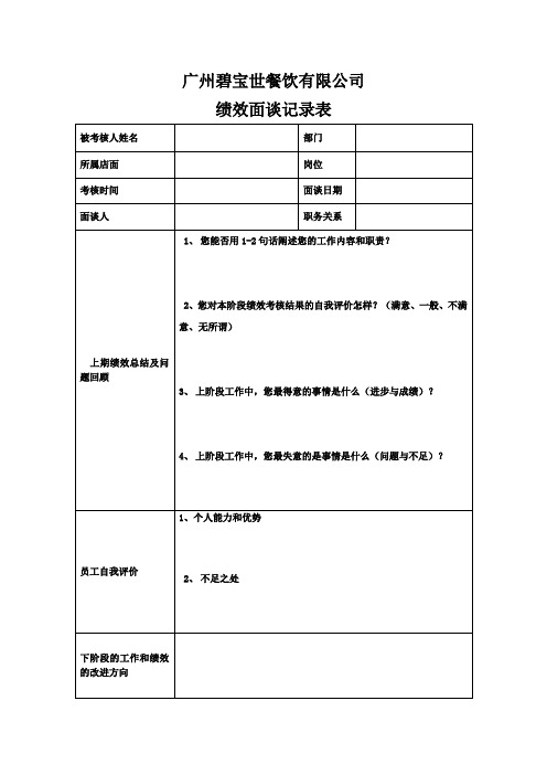 绩效面谈记录表