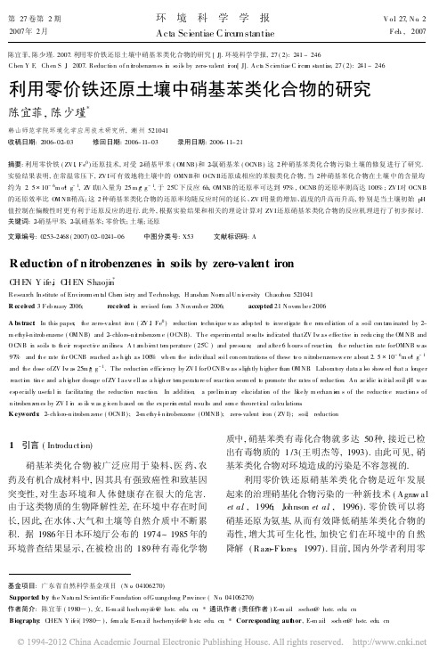 iData_利用零价铁还原土壤中硝基苯类化合物的研究_陈宜菲