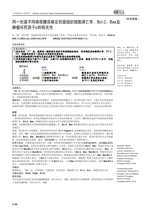 同一创面不同病程糖尿病足创面组织细胞凋亡率、Bcl-2、Bax及肿瘤坏死因子α的相关性