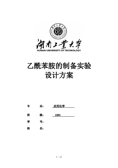 应用化学创新实训四之自主研究设计创新实验