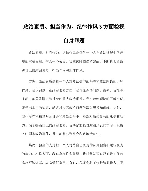 政治素质、担当作为、纪律作风3方面检视自身问题