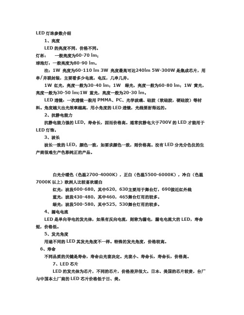 LED灯珠参数介绍