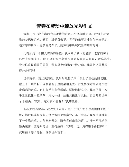 青春在劳动中绽放光彩作文