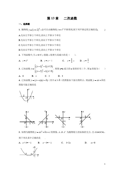 第12章 二次函数-2020年中考数学学霸专题训练营(原卷版)