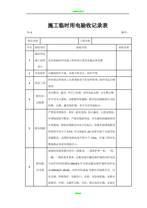 安全防护验收记录表