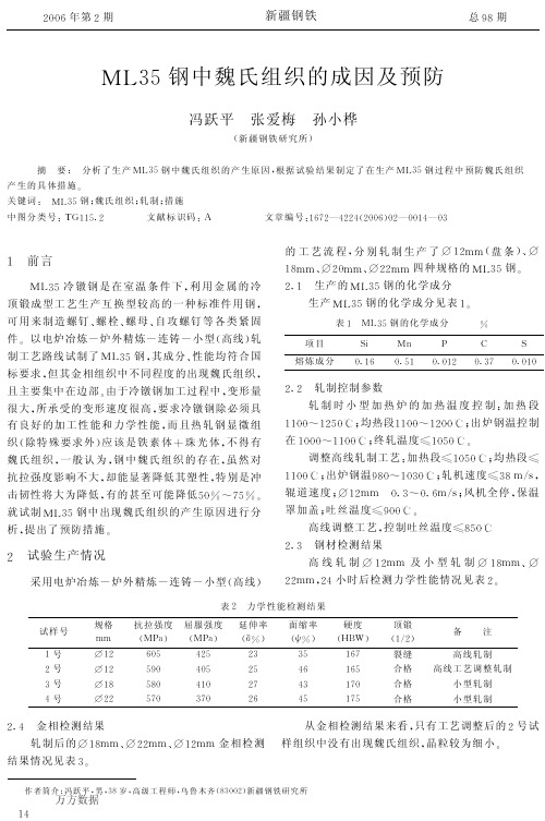 ML35钢中魏氏组织的成因及预防