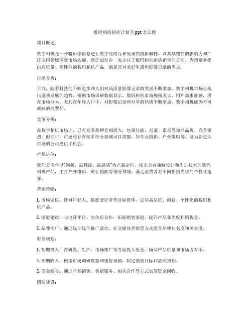 数码相机创业计划书ppt怎么做