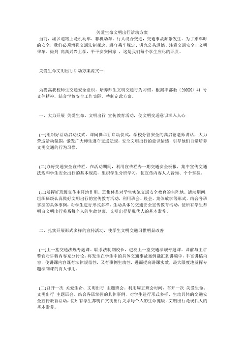 关爱生命文明出行活动方案