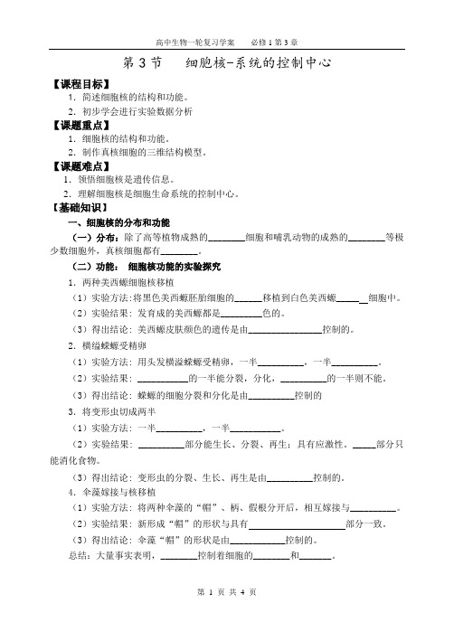 1-3-3(学案)细胞核-系统的控制中心