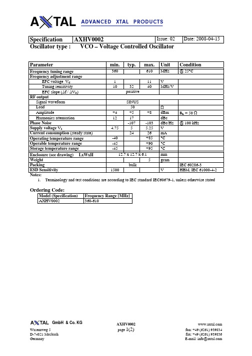 AXHV0002中文资料