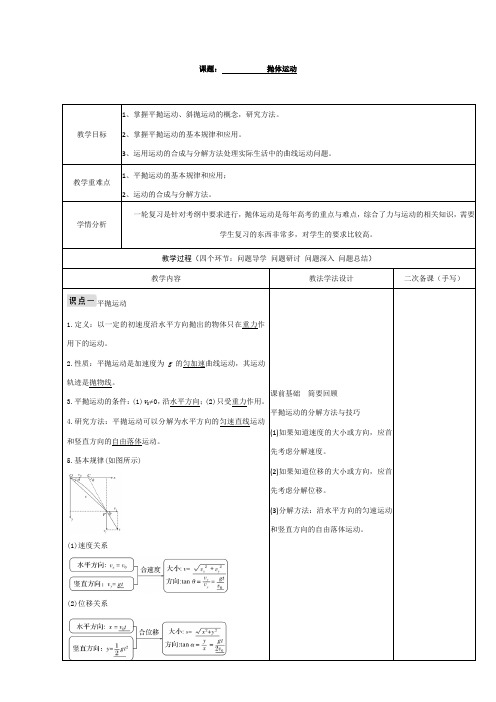 高三物理复习： 抛体运动教案