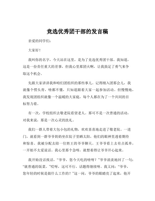 竞选优秀团干部的发言稿